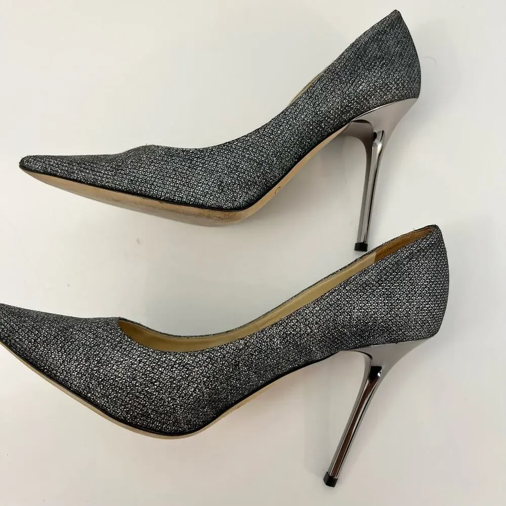 Jimmy Choo Glitter Pointed-Toe Pumps Shoes Heels | Size 37 (US 7)